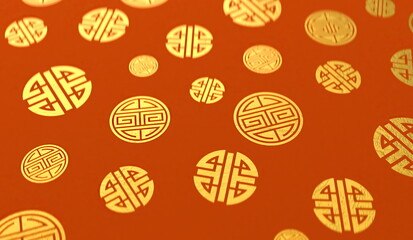 3d rendering of Chinese golden style classical auspicious pattern Chinese New Year background micro-lens. good luck. good fortune. spring festival scrolls