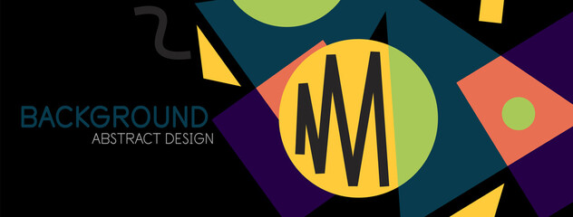 Abstract background. Blocks, lines, triangles, circles composition. Techno or business concept for wallpaper, banner, background, landing page