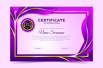 Purple golden leaves frame Environmental certificate
