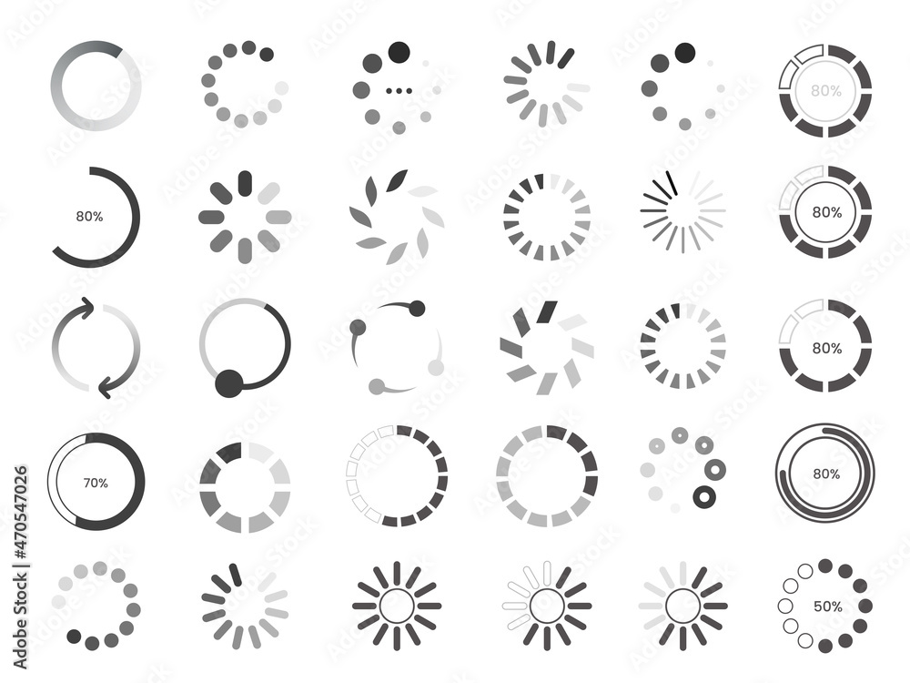 Aufkleber loading bar progress icon. download progress. collection loading status. set of loading icons. load.