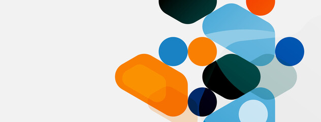 Abstract round geometric shapes and circles background. Trendy techno business template for wallpaper, banner, background or landing