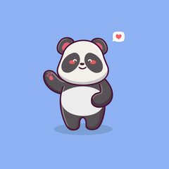 Cute panda love cartoon vector icon illustration animal nature icon concept isolated