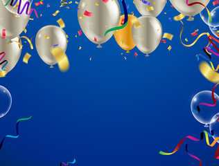 Colorful party balloons blue background. Party. Multicolor. VectorParty banner