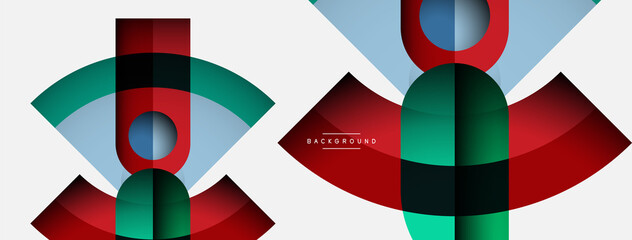 Trendy shapes, color minimal design composition, lines and shadows for wallpaper banner background or landing page