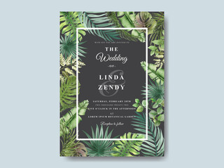 Beautiful tropical floral wedding invitation template