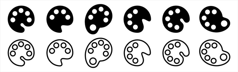 Palette icons set. Painter instrument business concept style collection vector illustration.