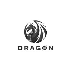 Dragon fire icon logo mythology Vector illustration