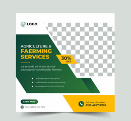 agriculture farming services or Landscaping Service Social Media Post banner, Web Banner, Garden, agro farm, agriculture, farming, organic, agro conference, farm exhibition, agro industry