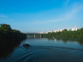 Fototapeta na wymiar View of the Punggol Serangoon Reservoir in the day