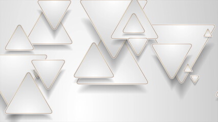 Tech geometric background with abstract golden and grey triangles