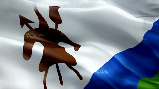 Mosotho flag. 3d Lesotho flag waving video. Sign of Lesotho seamless loop animation. Mosotho flag HD resolution Background. Lesotho flag Closeup 1080p HD video for Independence Day,Victory day
