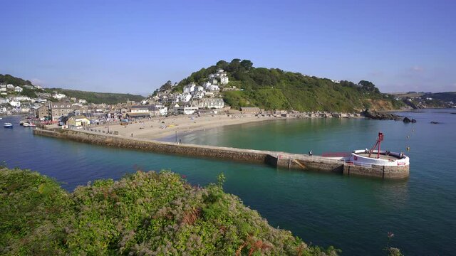 View over Looe Estuary and Looe beach in Cornwall from Hannafore Point. England, UK
