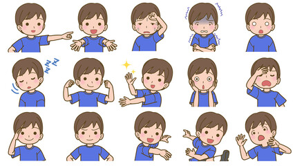 男の子バストアップいろいろイラスト