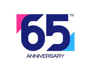 65th anniversary geometric logo with triangle shapes overlapping