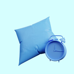 3d illustration of simple icon concept time pillow,alarm
