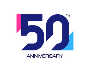 50th anniversary geometric logo with triangle shapes overlapping