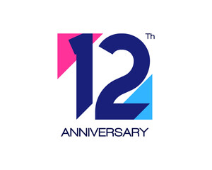 12th anniversary geometric logo with triangle shapes overlapping
