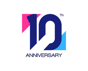 10th anniversary geometric logo with triangle shapes overlapping