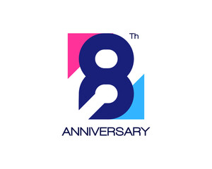 8th anniversary geometric logo with triangle shapes overlapping