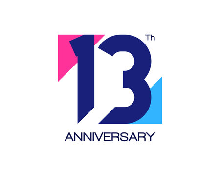 13th anniversary geometric logo with triangle shapes overlapping