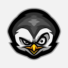 Cartoon angry penguin head mascot