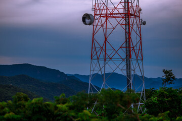 panoramic background of high mountain scenery, overlooking the atmosphere of the sea, trees and...