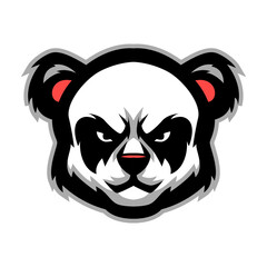 Cartoon angry panda head mascot