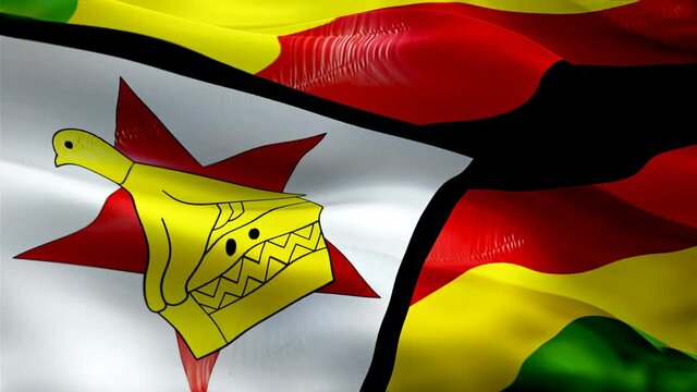 Zimbabwe flag. National 3d Zimbabwe flag waving. Sign of Zimbabwean seamless loop animation. Zimbabwe flag HD Background. Zimbabwean flag Closeup 1080p Full HD video for presentation. Zimbabwean flags