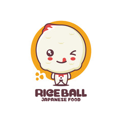 rice ball mascot cartoon. vector illustration of traditional japanese food