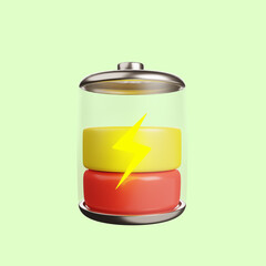 3d illustration of battery icon concept