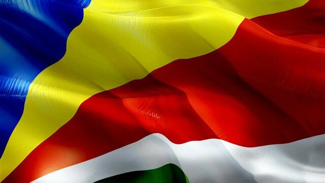 Seashell islands flag. 3d Seychelles flag waving video. Sign of Seychelles seamless loop animation. Seashell islands flag HD resolution Background. Seychelles flag Closeup 1080p HD video for Independe