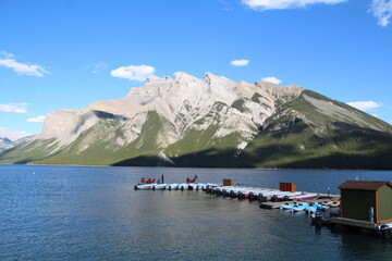 Fototapeta na wymiar Dock On Lake, Banff National Park, Alberta