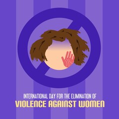 illustration of a woman with tousled hair and a slap on the cheek. Victim of violence concept. International Day for the Elimination of Violence against Women.
