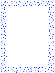 Frame with blue polka dots on a white background