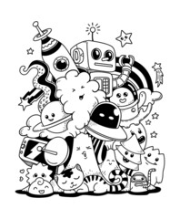 doodle robot and friends
