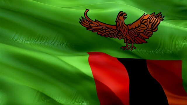 Zambian flag. 3d Zambia flag waving video. Sign of Zambia seamless loop animation. Zambian flag HD resolution Background. Zambia flag Closeup 1080p HD video for Independence Day,Victory day
