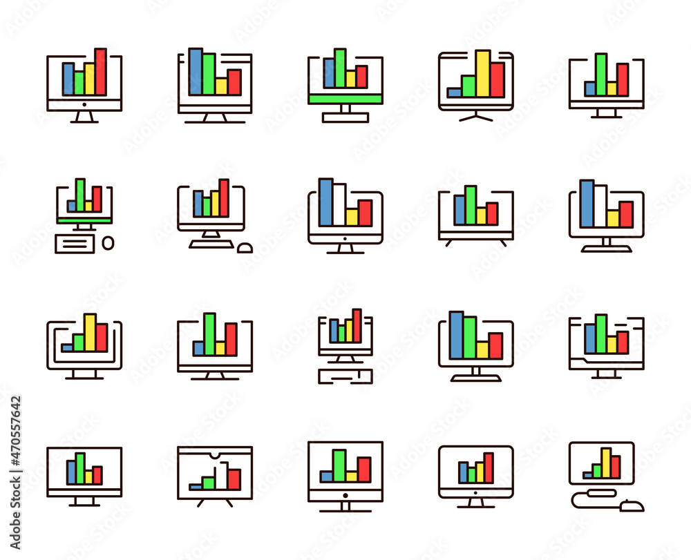 Poster graph design icons set. thin line vector icons for mobile concepts and web apps. premium quality ico