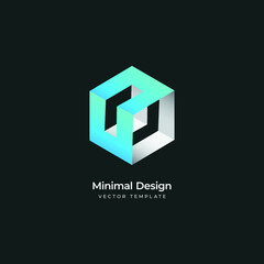 3d building box minimal logo template. Vector illustration