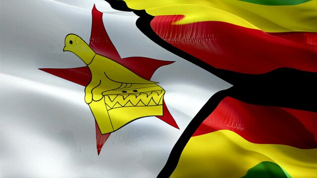 Zimbabwean flag. 3d Zimbabwe flag waving video. Sign of Zimbabwe seamless loop animation. Zimbabwean flag HD resolution Background. Zimbabwe flag Closeup 1080p HD video for Independence Day,Victory da