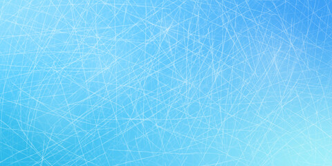 Ice rink top view, icy texture with skate traces. Vector realistic illustration of winter arena for hockey, skating or curling. Background of frozen water of lake or pond, scratched glass surface