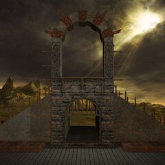 3d illustration of an fantasy background with a mystical atmosphere 