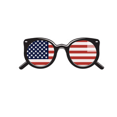 Fototapeta na wymiar sunglasses with united states of america flag