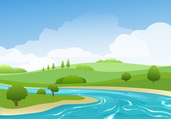 Plakat Summer rivers landscape