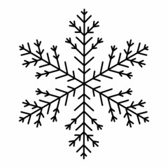 Snowflake doodle isolated on a white background. Vector hand-drawn illustration. Perfect for holiday and Christmas designs, cards, logo, decorations.