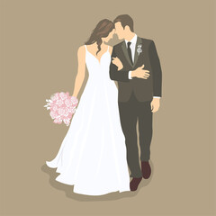 Bride And Groom Couple Wedding Dress vector