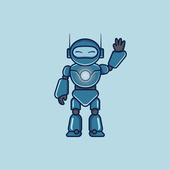 cute and fuuny android robot cartoon vector illustration