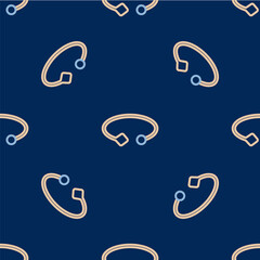 Line Bracelet jewelry icon isolated seamless pattern on blue background. Bangle sign. Vector