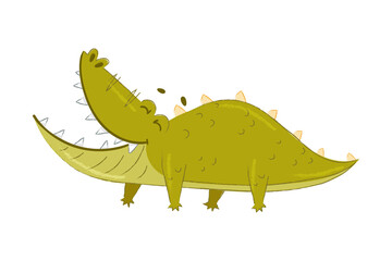 Cute Crocodile Character with Open Mouth Laughing Out Loud Vector Illustration