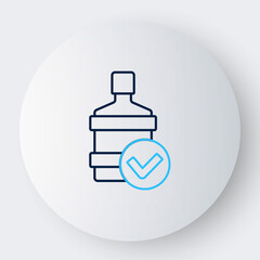 Line Big bottle with clean water icon isolated on white background. Plastic container for the cooler. Colorful outline concept. Vector