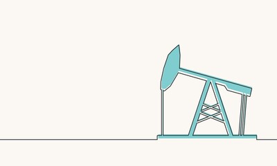 Oil derrick icon. Thin line style banner